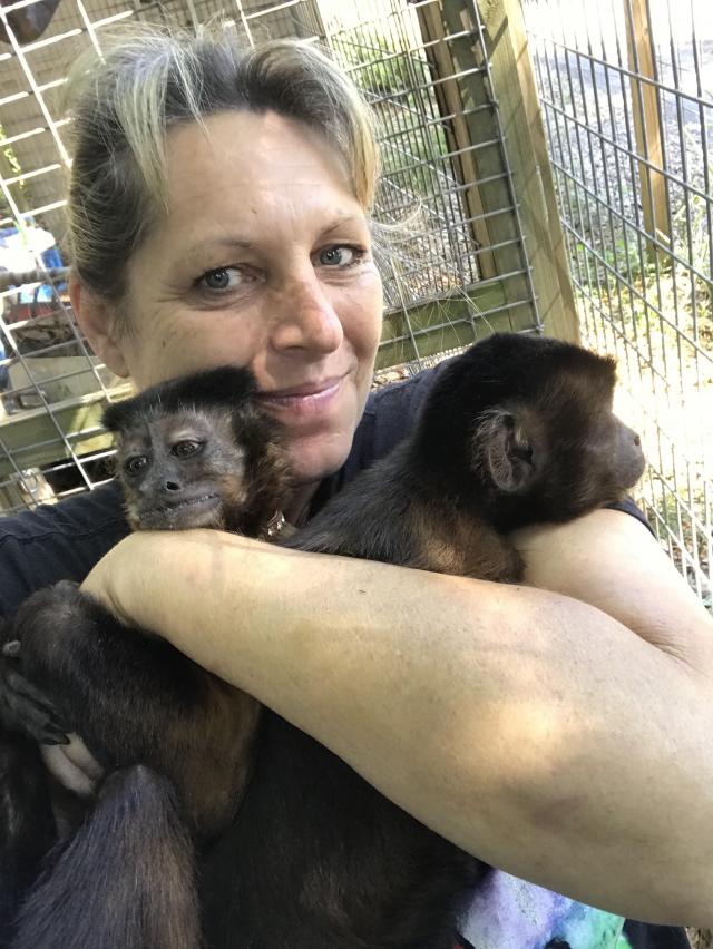 Christin With 2 Monkeys